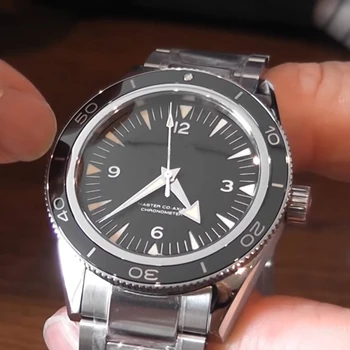 

Luxury Brand Men Automatic Mechanical Black Blue Stainless Steel James Bond 007 Sapphire Canvas Bracelet Watch Ceramic Bezel