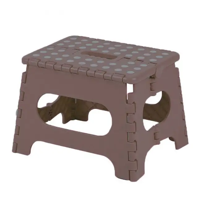 High Folding Step Stool Lightweight Plastic Non Slip for Kitchen Bathroom Bedroom LG66 brown