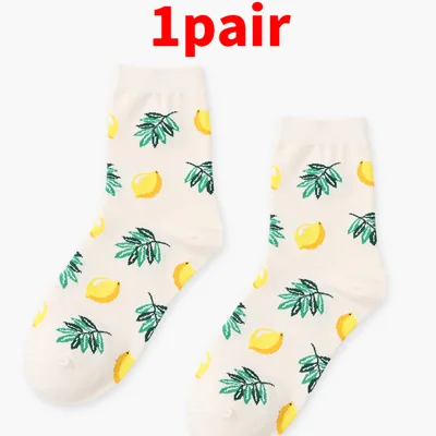 1/2 пары, женские короткие носки, Забавные милые Мультяшные носки с фруктами, бананами, авокадо, лимонами, с принтом Харадзюку, цветные, новые, хлопковые носки для скейтборда - Цвет: Style 4