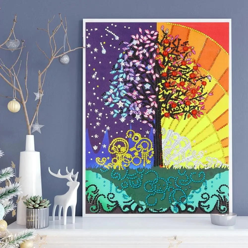 

5D DIY Special Shaped Diamond Painting Trees Diamond Embroidery Cross Stitch Kits Partial Diamond Mosaic Rhinestone Picture Q3