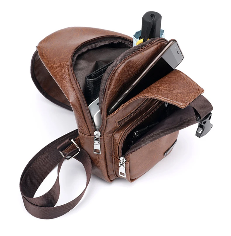 

Men's Crossbody Bags Men's USB Chest Bag Designer Messenger bag Leather Shoulder Bags Diagonal Package 2018 new Back Pack Travel