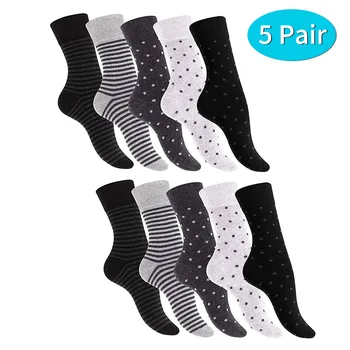 

Socks Women Funny Warm Medium Long Cotton Polka Dot Striped Sock 5 Pairs Casual Socks New Calcetines d5
