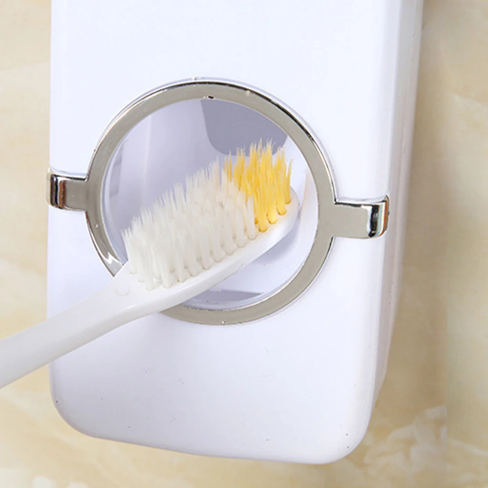 Автоматический дозатор для зубной пасты для ванной комнаты, пластиковый настенный дозатор для зубной пасты+ 5 держателей для зубной щетки, инструменты для ванной комнаты