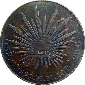 

Mexico 8 Reales 1892 Go FR Plated Silver Copy Coin