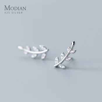 

Modian Vinage Plant Leaves Tree of Life Stud Earrings for Women 925 Sterling Silver Fashion Simple Cute Fine Jewelry Gifts