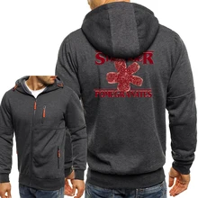 Estranho coisas romãs jaquetas homens moda casual solto zíper hoodies harajuku hip hop outerwear confortável jaqueta masculina
