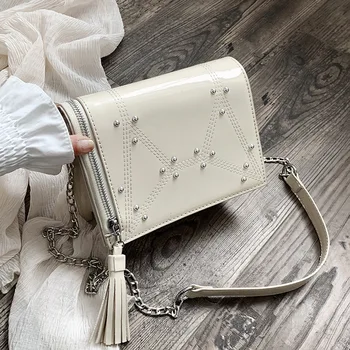 

Luxury Tassel Crossbody Bags For Women 2019 Designer Handbags Quilted High Quality PU Leather Mini Silver Women's Bag Chain sac