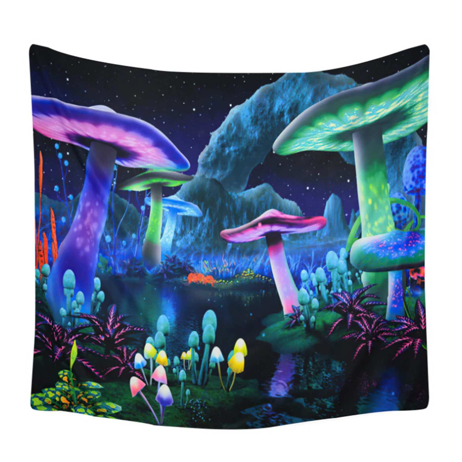 Wall Tapestry, Mushroom Print Background Cloth Hanging Carpet Home