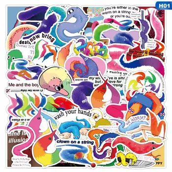 

50 Pcs Magic Worm On A String Meme Waterproof Stickers for Laptop Luggage Skateboard Car Cup DIY Decal Stationery Sticker Toys