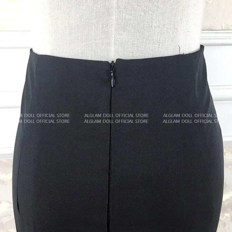 2018 Лето Bodycon Высокая талия карандаш Для женщин до колена Длина Разделение пикантные Черные Сапоги Работа Юбка
