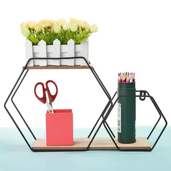 

Creative Wall-Mount Hexagonal Grid Storage Rack Hanger Home Decor Accessory Iron Hanging Basket Multi-Function Hook Shelf