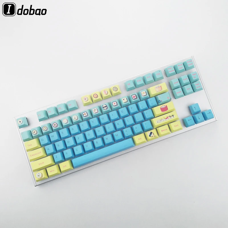 

OEM Profile Compatible Blue Keycaps 38 Key Front Printing Radium Carving Thick PBT For Mechanical Keyboard Ck104 Ikbc C87 Ada68