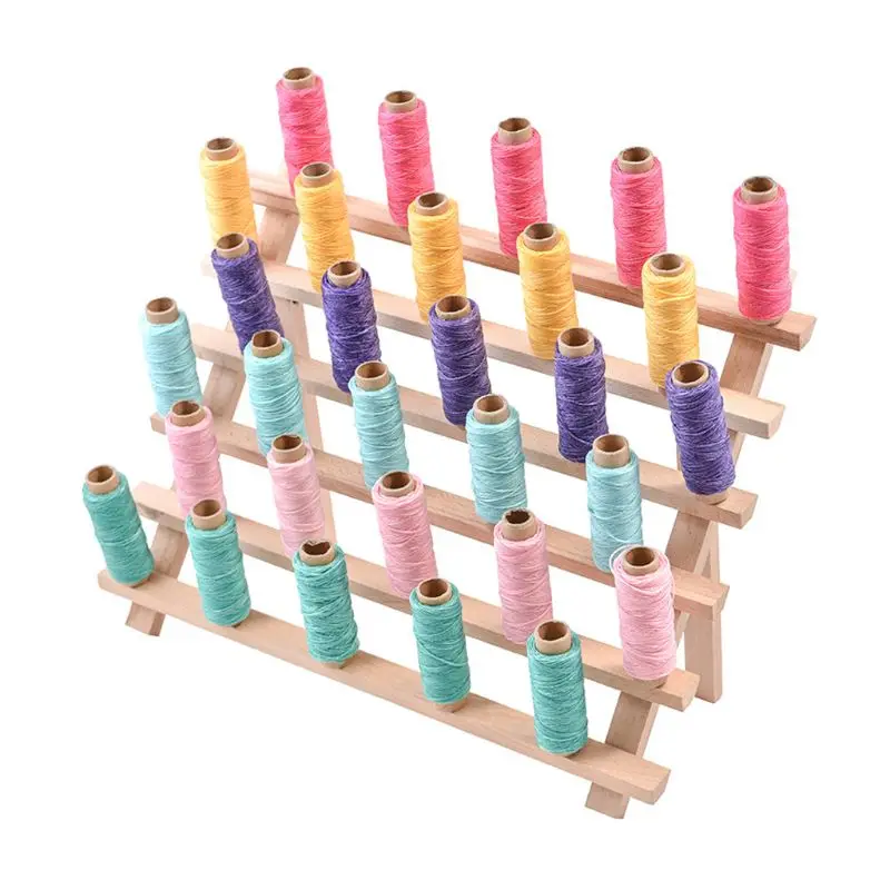 Foldable Wood Thread Stand Rack Organizer 30 Spool Cone Embroidery Machine Hold