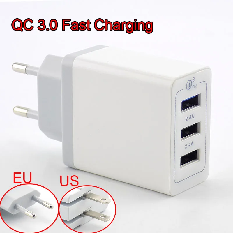 

USB Fast Charger Quick Charge QC 3.0 Travel Charger Phone Power Supply Adapter Wall Desktop Charging for Power Bank EU/US Plug