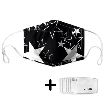 

Classic Five-pointed Star Pattern Face Mouth Mask Women/Kids Reusable Masks With 7 Filters Soft Comfortable Protective Masque
