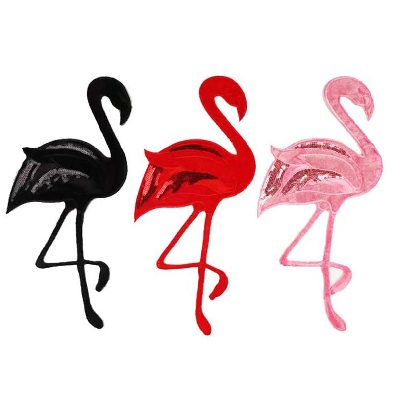 

Large Flamingo Sequins Patches for Clothes Sewing on Embroidery Sequins Appliques Jacket Patches DIY Applications for Clothes