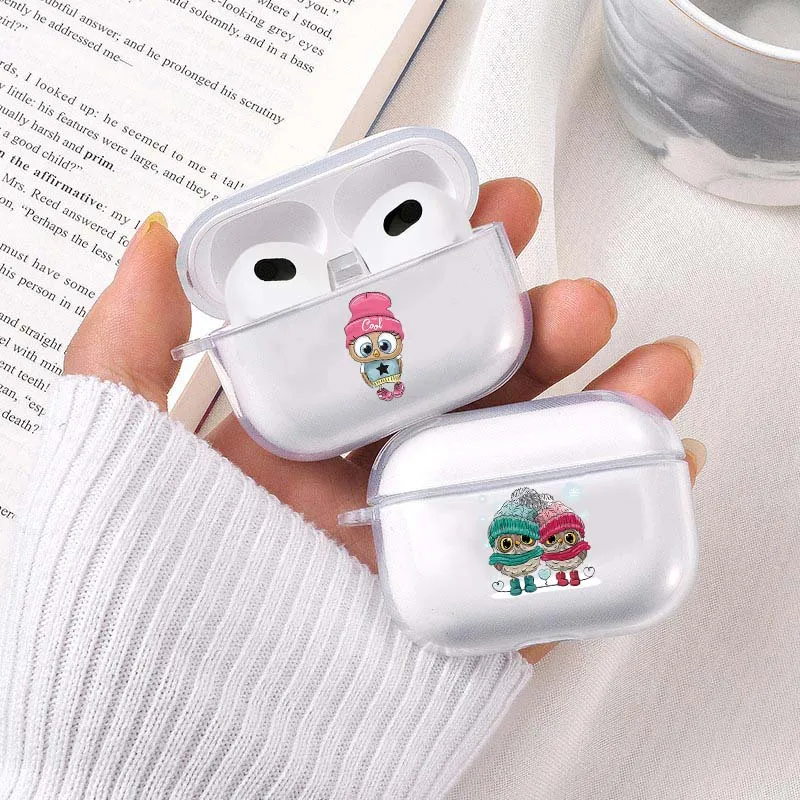 Милый чехол Сова для Apple AirPods 3 2021 милый мультяшный Прозрачный наушников футляр