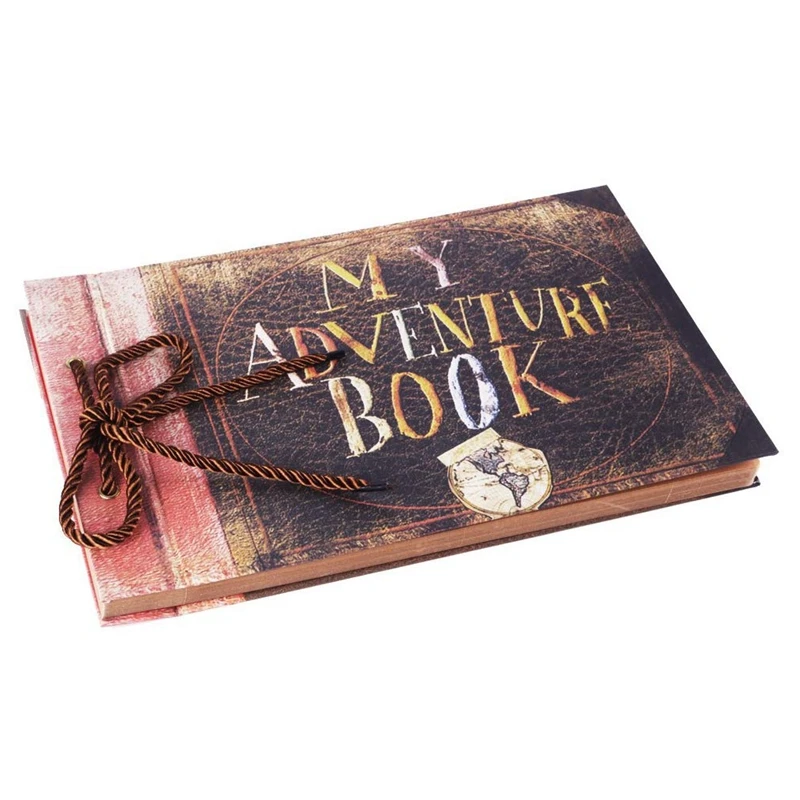 Álbum Vintage hecho a mano con pasta, libro de aventuras, familia, foto de libro de recuerdos