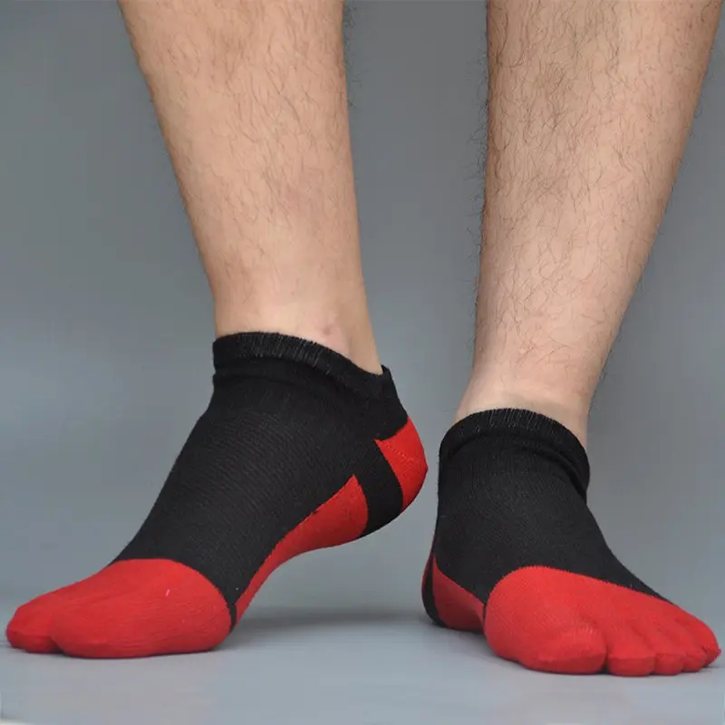 1 Pair Sports Socks Men women Comfortable Thin Five-finger socks Section Short Splicing Mesh Stitching Color Cotton Socks
