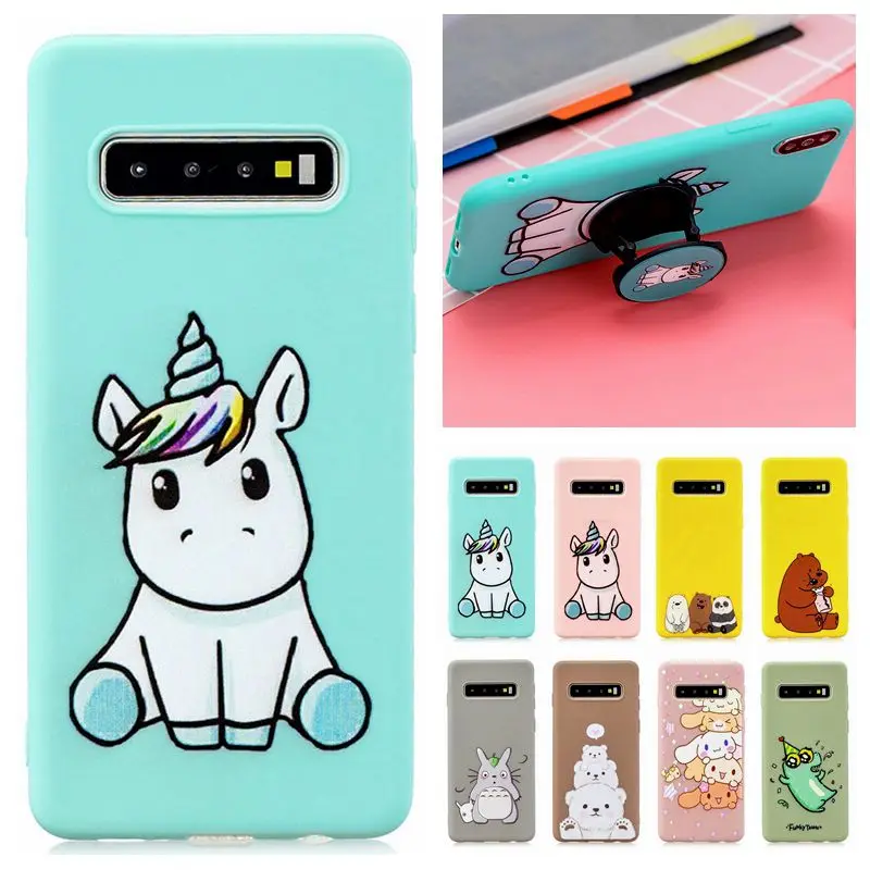 

Case sFor Samsung S10 Plus Case Soft Silicone Case for Coque Samsung Galaxy S 10 Plus S8 S9 Plus S10E Cover Phone Holder Stand