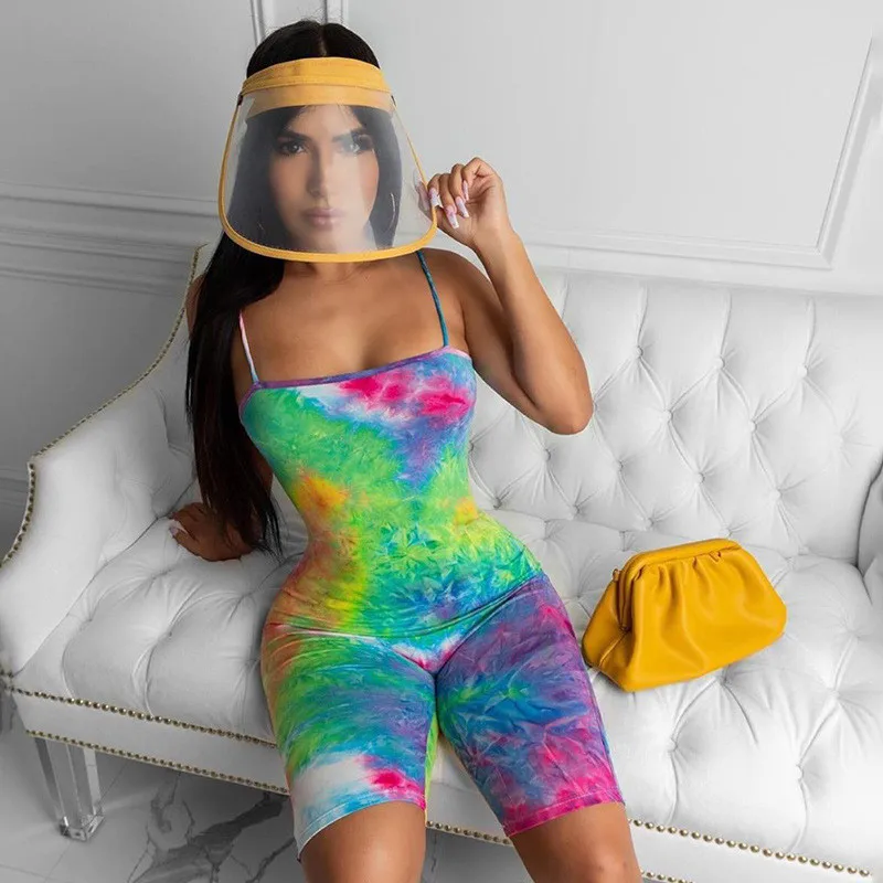Mono pantalón con estampado de lazo para mujer, pantalones cortos con tirantes, ropa de discoteca, mono deportivo, 2020
