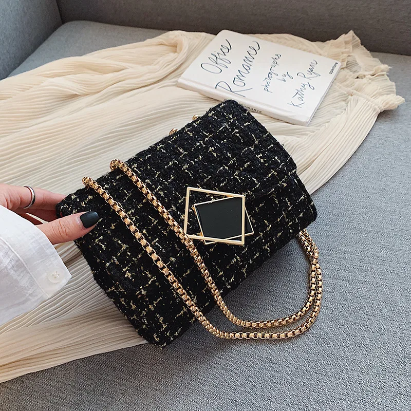 

INS Super Fire Woolen Cloth Bag WOMEN'S Bag New Style Fashion 2019 Popular Korean-style Versitile Fashion Chain Crossbody Bag