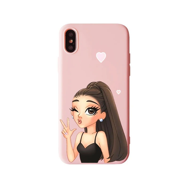 TPU Ariana Grande God-женский розовый чехол для телефона iPhone XR XS Max 8 7 6s 6 Plus God-женский черный мягкий силиконовый розовый чехол - Цвет: TPU