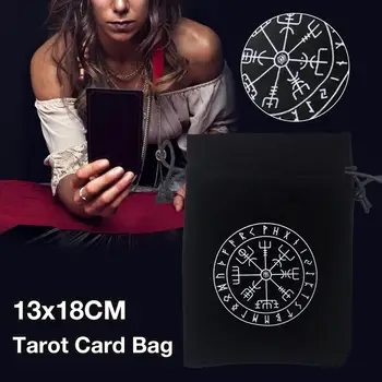 

13x18CM Portable Tarot Card Bag Card Small Object Artificial Silk Screen Printing Tarot Storage Tote Cloth Bag