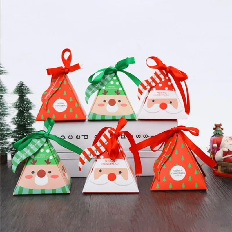 

5 PCS/Set Merry Christmas Candy Box Bag Christmas Tree Gift Box With Bells Paper Box Gift Bag Container Supplies Navidad