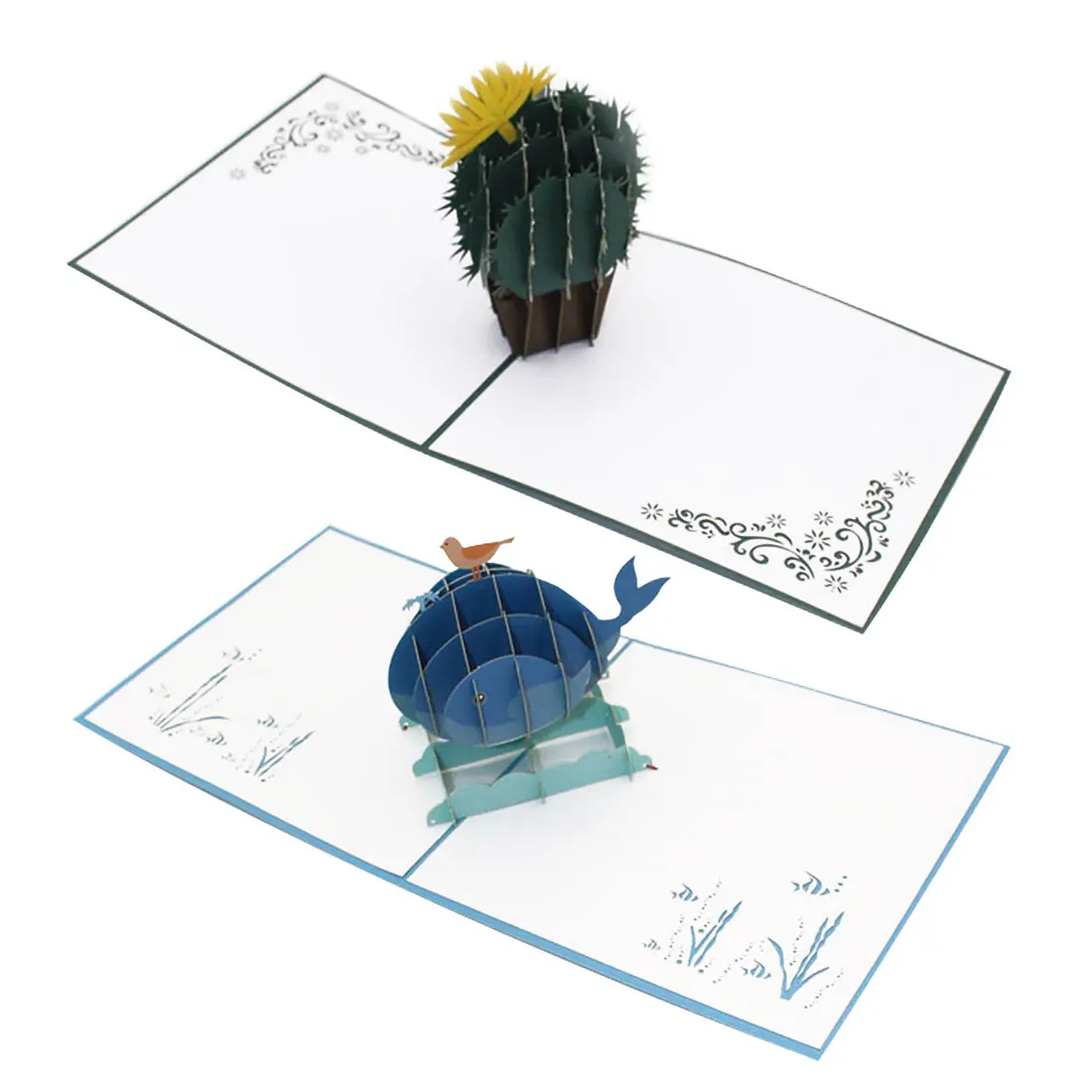 1pcs 3D Prickly pear whale Gifts Card Up greeting card holiday blessing Cards Mothers Day Greeting Cards for Birthday