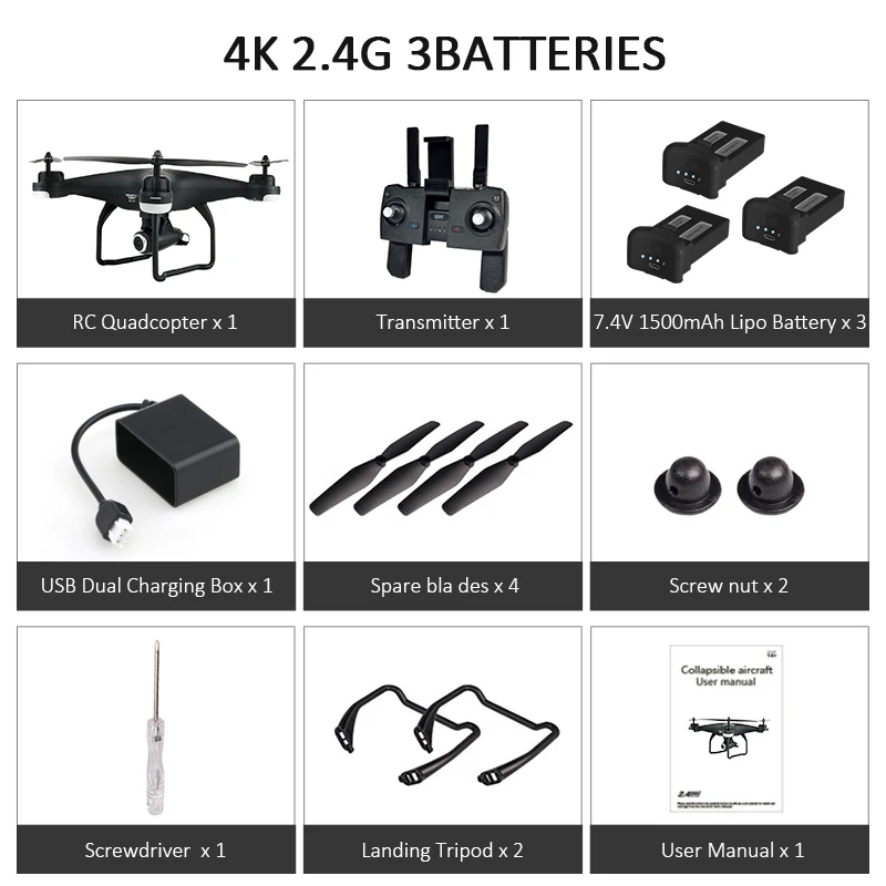 SJRC S20 PRO 5G wifi FPV двойной gps с 4K широкоугольной камерой и VR режимом динамического следования RC Дрон Квадрокоптер RTF - Цвет: 4K-2.4G 3Batteries