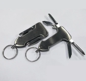 

Wholesale 100pcs/lot 4 in 1 multifuction keychain cross straight screwdriver knife can bottle opener promotion gift custom logo