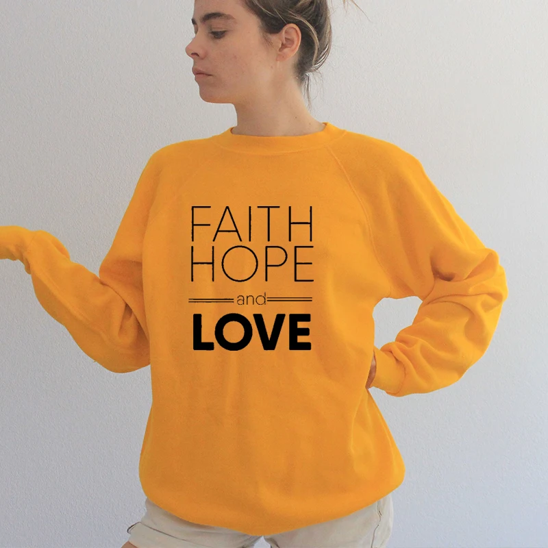 Faith Hope and Love Толстовка с принтом для женщин, Христианская молитва, верхняя одежда, Иисус, благословенный Подарочный пуловер, мама жизнь, повседневный джемпер, Прямая поставка