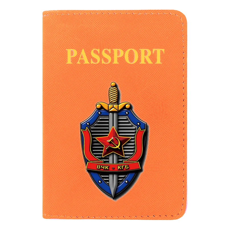

Cool The Committee of State Security Printing Women Men Passport Cover Leather Travel ID Credit Card Holder Pocket Wallet Bags