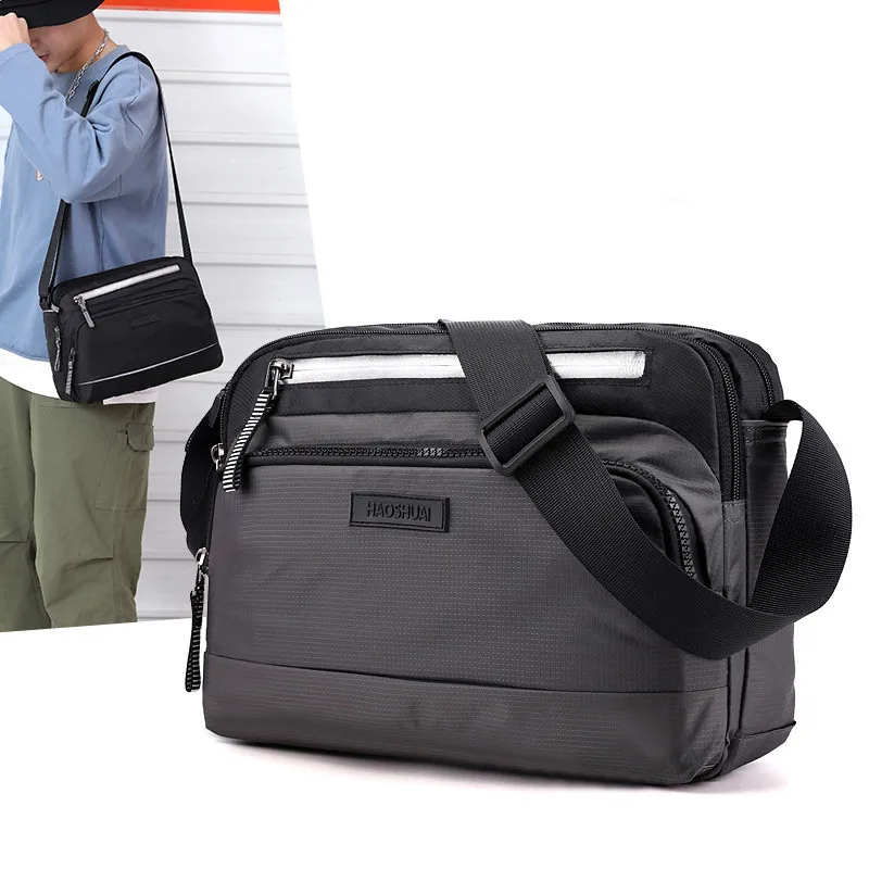 Nylon Shoulder Crossbody Bags Men Quality Messenger Bag Strong Fabric Design Style Solid colors durable Zippers Pockets