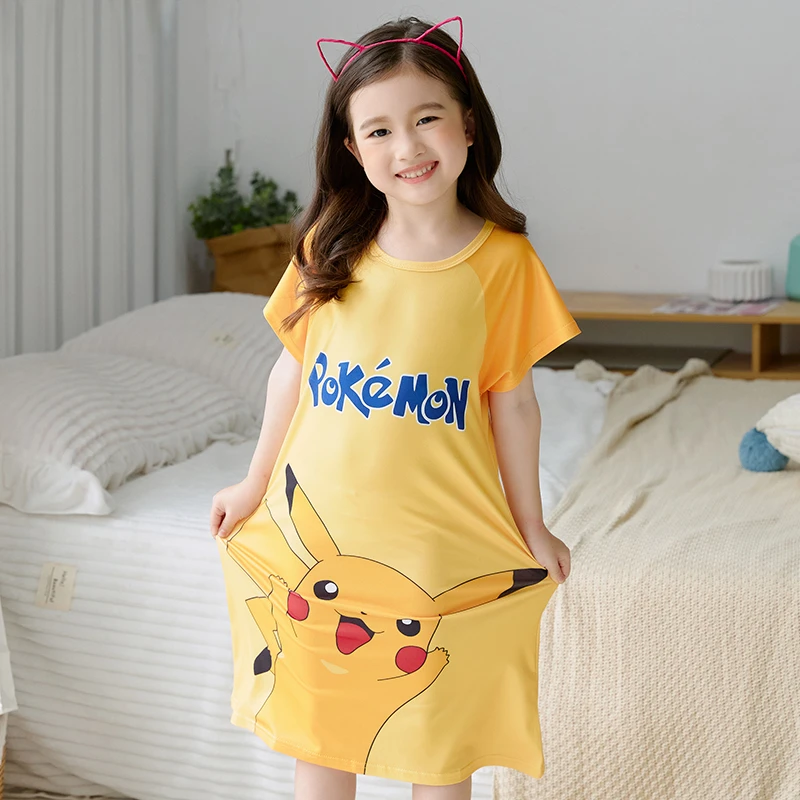 Camisón Pikachu de dibujos animados para niñas, ropa de dormir para bebés, camisón, regalo niños|Sets de pijamas| -