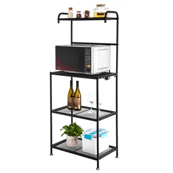 

4-layer Metal Wire Mesh Laminated Kitchen Shelf Store Bowls Wine Spices Exquisitely Carved Design Durable Kitchen Furniture
