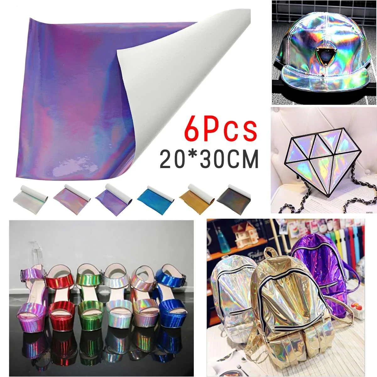 6 шт. голографические зеркальные металлические виниловые ПУ искусственная кожа DIY шитье для сумок обувь и ремесла DIY кожаные ткани