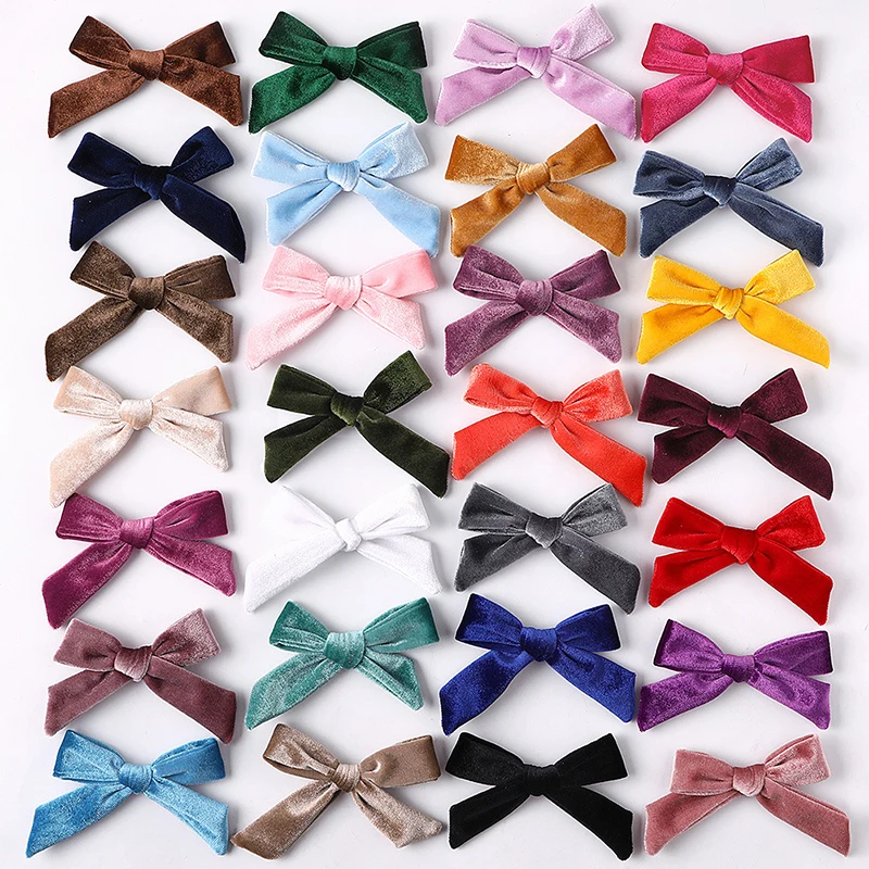 

Baby Girl Solid Color Soft Velvet Bowknot Headband Kids Toddlers Band Clip Head Bands Hairbands For Kids Hair Accessories