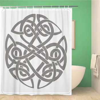 

Bathroom Shower Curtain Knot Monochrome Celtic and Ethnic Ornaments Viking Abstract Beautiful Polyester Fabric 72x72 inches
