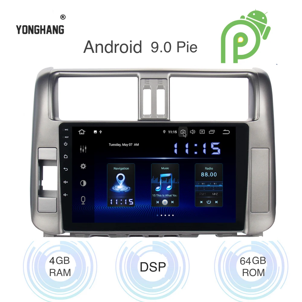 Android 9,0 мультимедийная Автомобильная Радио 1 Din gps Navi для Toyota prado 150 2010-2013 PX6 DSP ips HDMI 4 Гб+ 64 Гб RDS USB wifi Carplay