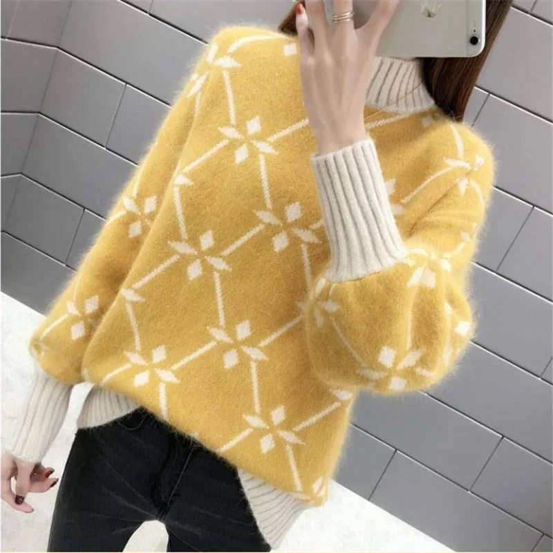 Высококачественный осенний пуловер теплый зимний женский свитер модный вязаный мягкий полувер джемпер осенний женский свитер Топ