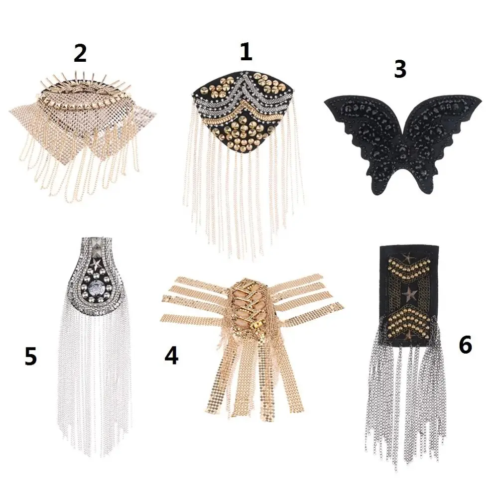 

Men Gothic Rivet Brooch Spike Epaulet Shoulder Boards Mark Tassel Badge Punk