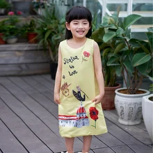 Pettigirl Character Carton Print Girls Dress Sleeveless Straight Spring And Summer Dress Kids Clothes HGD81017-237F