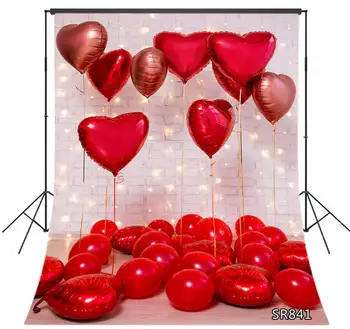 

Wedding Newborn Photography Photo Backdrop Heart Shaped Red Balloon White Brick Wall Studio Backgrounds Photography Accessories