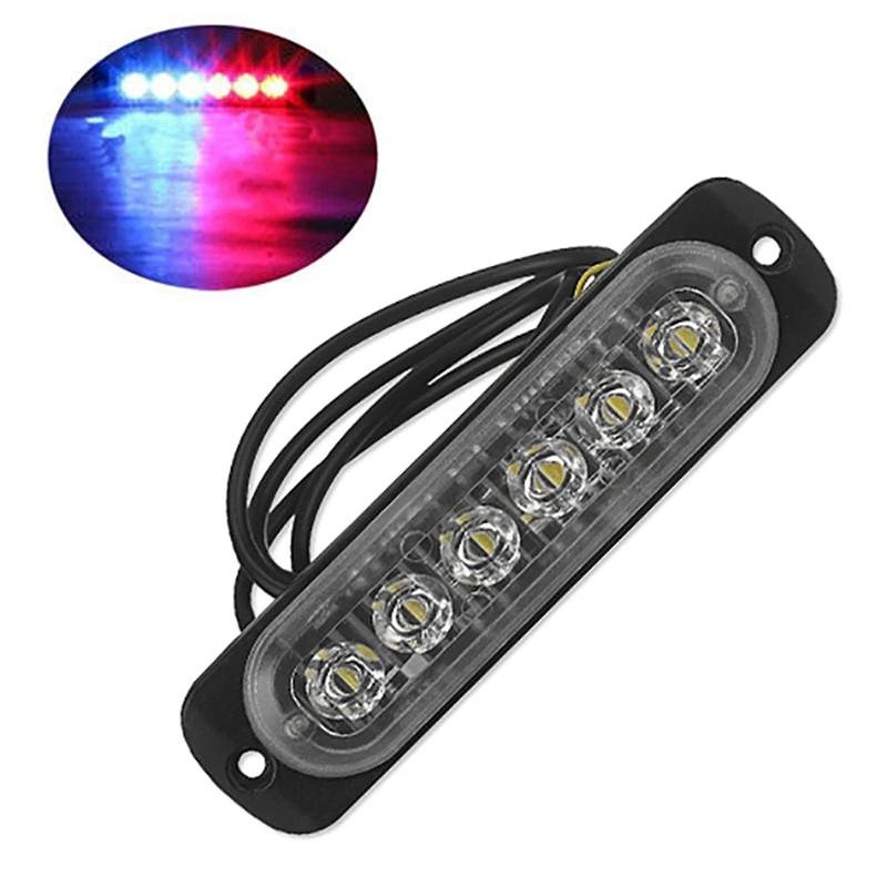 2 предмета 12 V-24 V 6LED светильник вспышка аварийного автомобиля Предупреждение стробоскоп проблесковый маячок синего и красного и белого и красного цвета