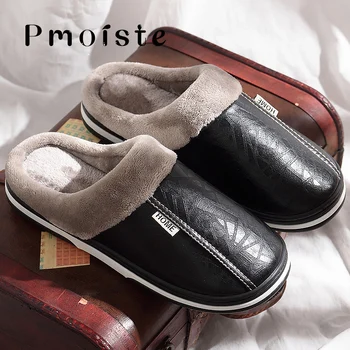 

2019 new leather slippers women sweet ladies winter home slippers plus size 40-46 anti-dirty indoor female slipper