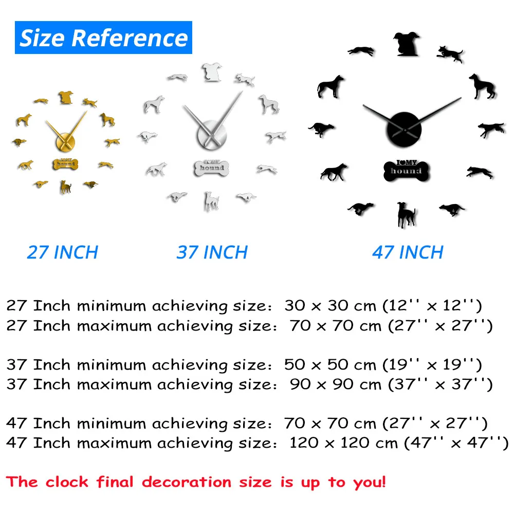 Грейхаунд виппет настенные художественные DIY гигантские настенные часы Грейхаунд домашний декор порода собак эксклюзивные настенные часы подарок для любителей собак