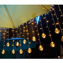 

LED Solar Powered Curtain Lights Waterproof Indoor & Outdoor Fairy Garden Decor Wishing Ball Curtain String Lights