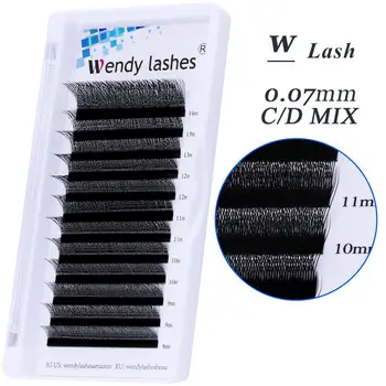 

W Shape Individual 3D Eyelashes Extensions 0.07mm C/D Curl W Style Premade Volume Fans False Makeup Eyelash Natural Thick Lash